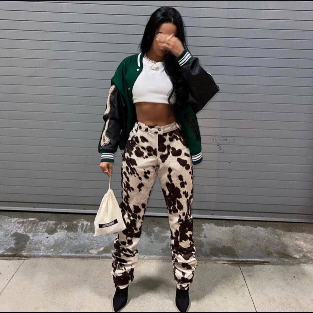 Cow print pant by streetwear brand NYRVA
